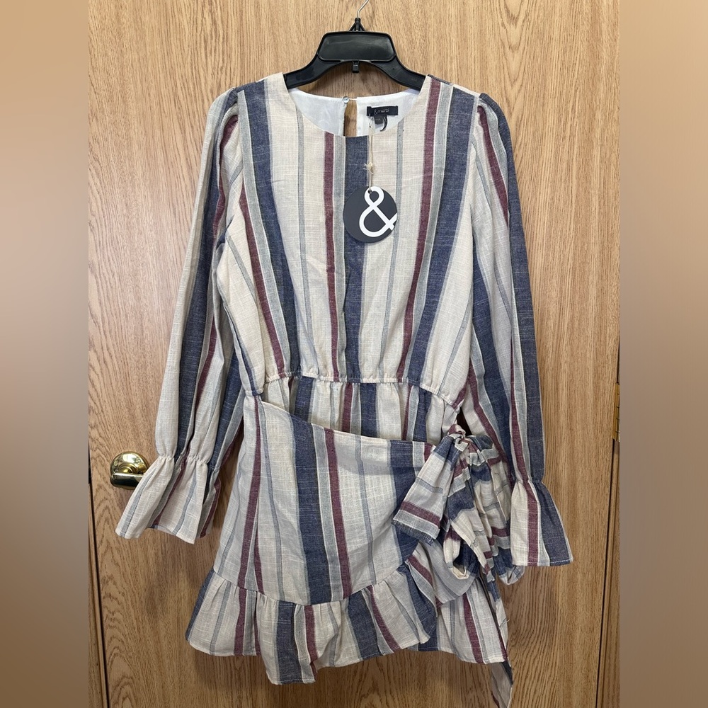 New And Merci Navy Deep Clay Stripe Dress Women’s L